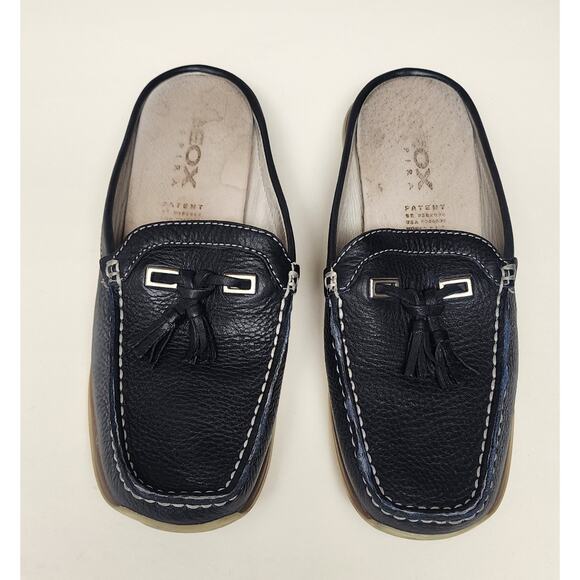 GEOX Black Leather Horsebit Buckle Slide Loafers Size US 7 - Picture 2 of 6